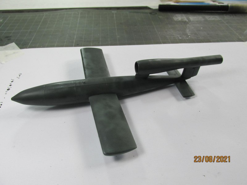 A V1 flying bomb (also known as a buzz bomb and a doodlebug) on